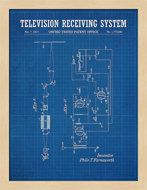 Television Receiving System Blueprint Patent Us1773981a