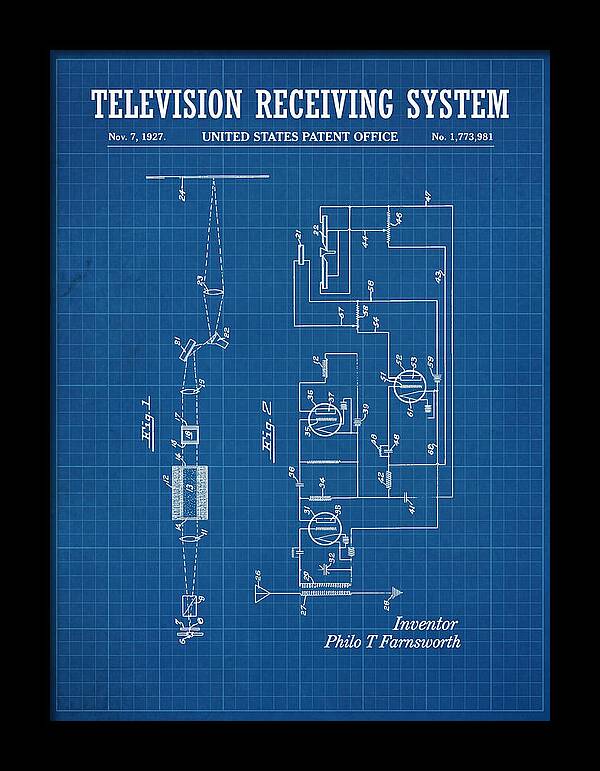 Television Receiving System Blueprint Patent Us1773981a