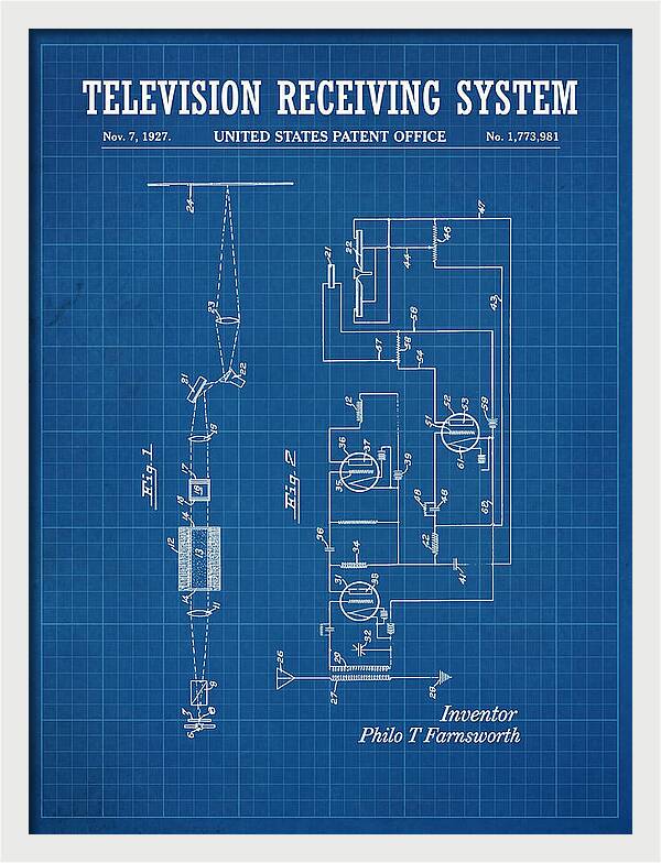 Television Receiving System Blueprint Patent Us1773981a