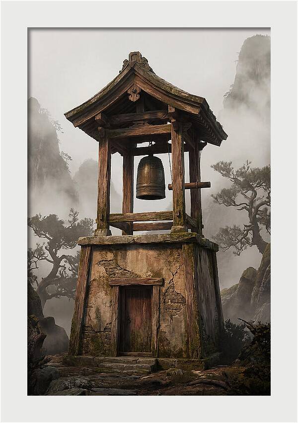 Temple Bell Tower At Misty Mountain