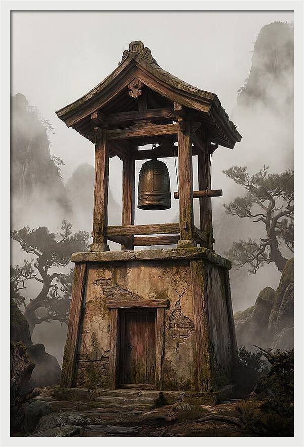 Temple Bell Tower At Misty Mountain