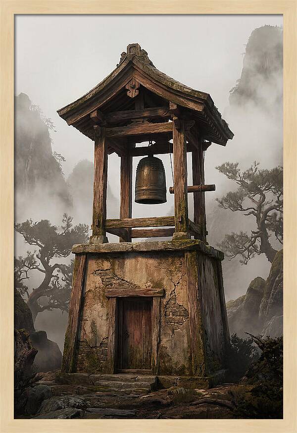 Temple Bell Tower At Misty Mountain