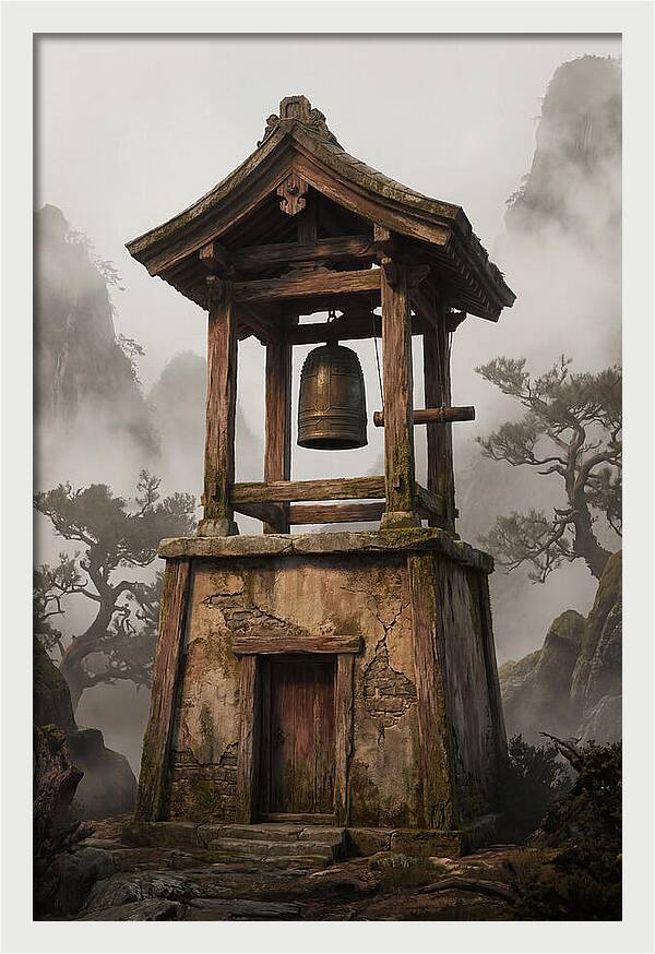 Temple Bell Tower At Misty Mountain