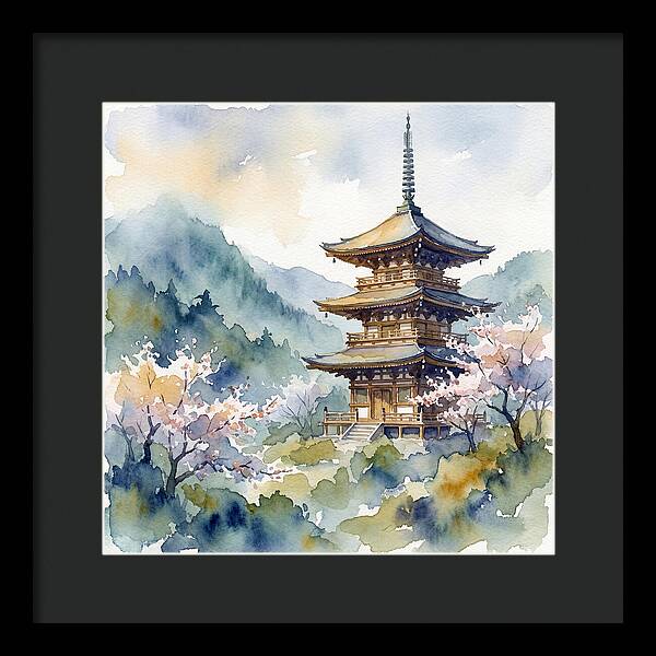 Temple Pagoda Amidst Blossoms