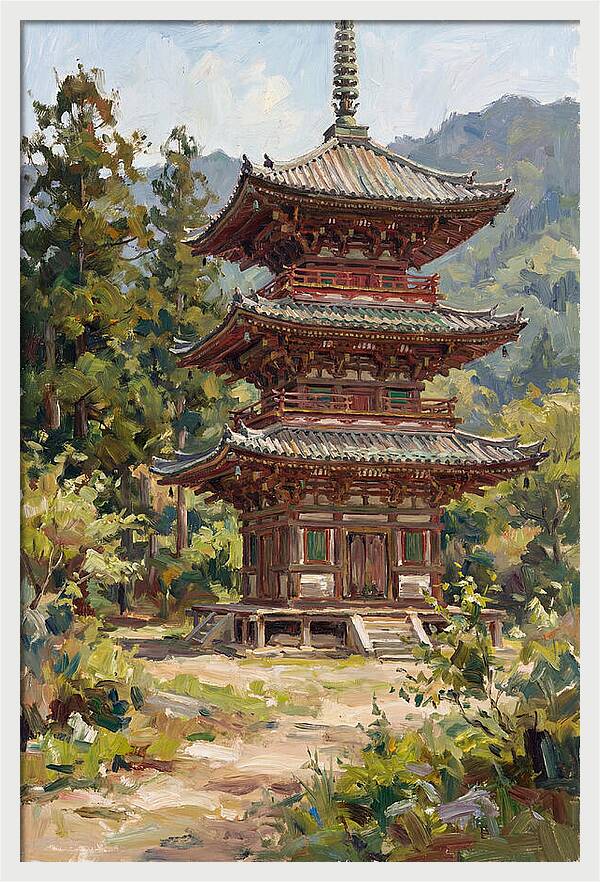 Temple Pagoda Amidst Nature