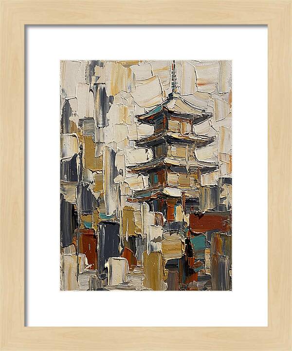 Temple Pagoda In Abstract Style