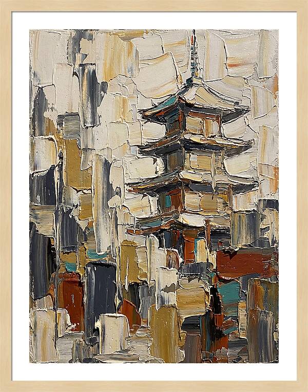 Temple Pagoda In Abstract Style