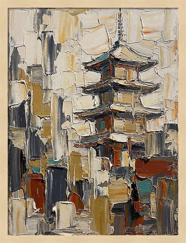 Temple Pagoda In Abstract Style