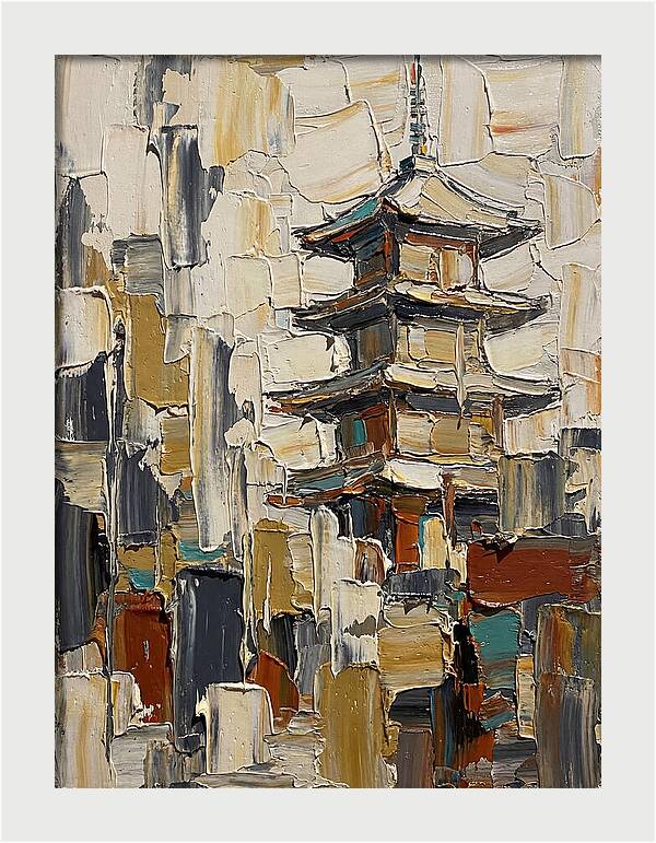 Temple Pagoda In Abstract Style