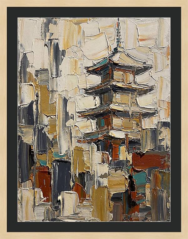Temple Pagoda In Abstract Style
