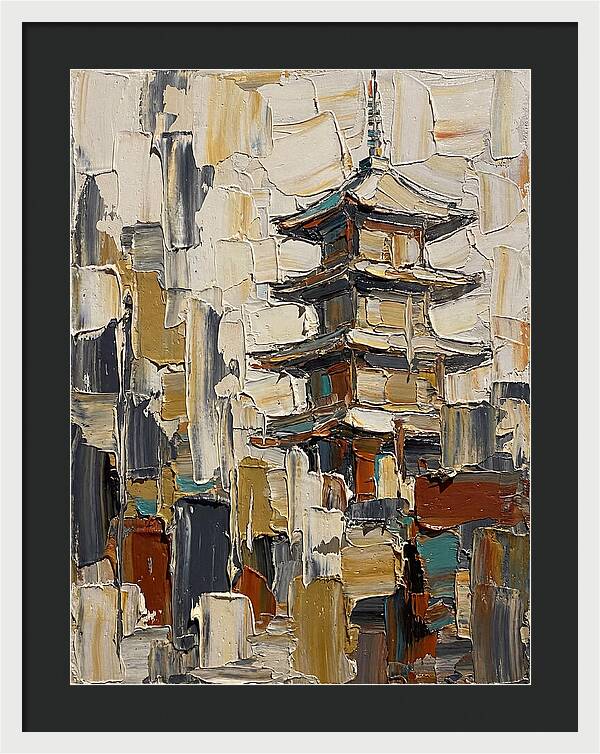Temple Pagoda In Abstract Style