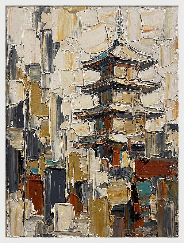 Temple Pagoda In Abstract Style