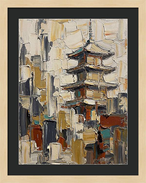 Temple Pagoda In Abstract Style