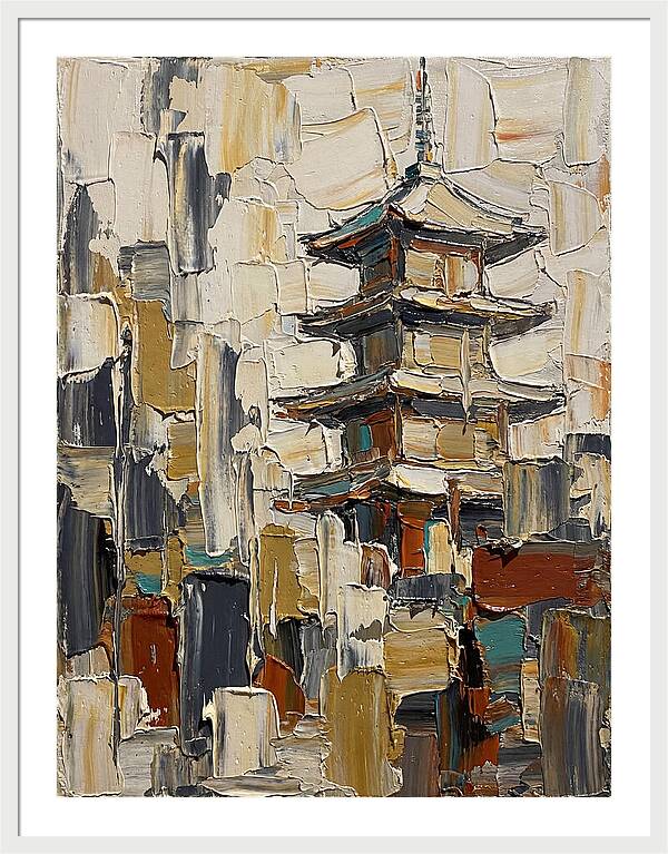 Temple Pagoda In Abstract Style