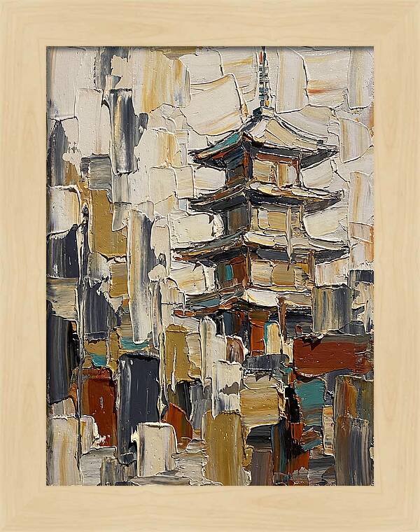 Temple Pagoda In Abstract Style
