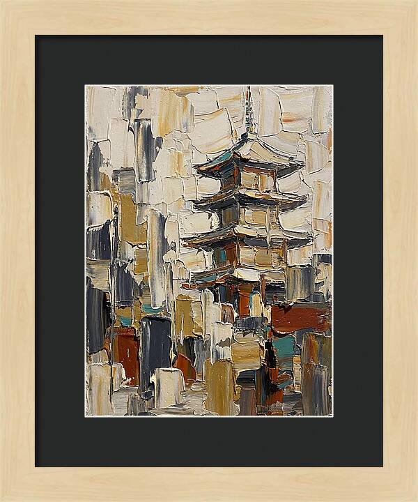 Temple Pagoda In Abstract Style