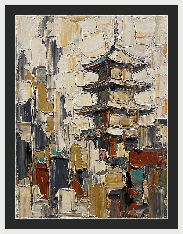 Temple Pagoda In Abstract Style