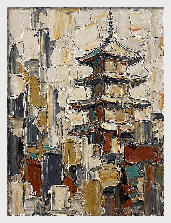 Temple Pagoda In Abstract Style