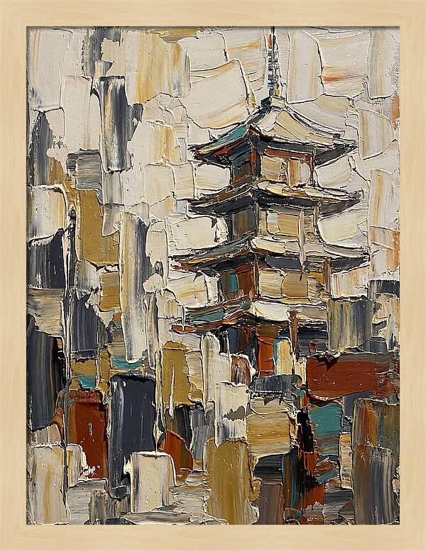 Temple Pagoda In Abstract Style