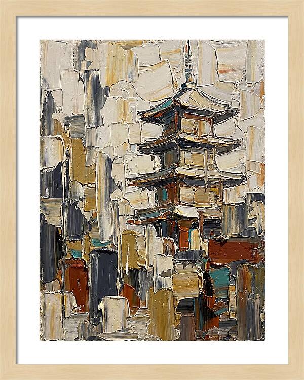 Temple Pagoda In Abstract Style