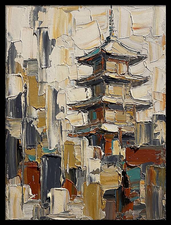Temple Pagoda In Abstract Style