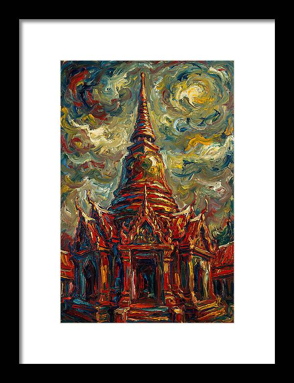 Temple Pagoda In Expressionist Style