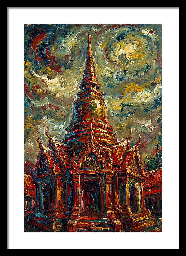 Temple Pagoda In Expressionist Style