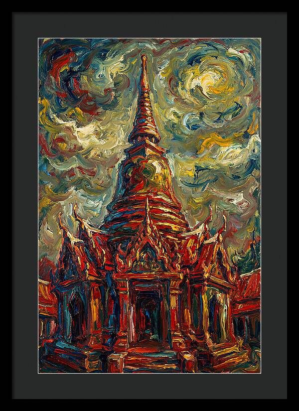 Temple Pagoda In Expressionist Style
