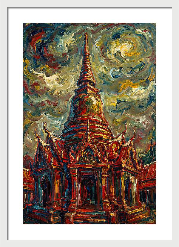 Temple Pagoda In Expressionist Style
