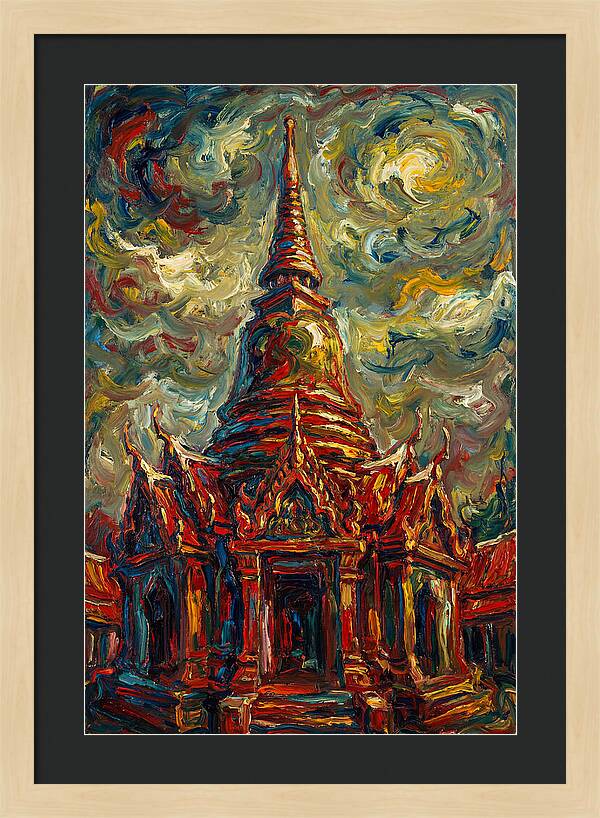Temple Pagoda In Expressionist Style