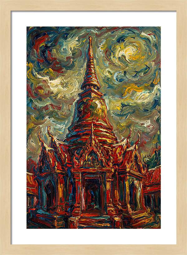 Temple Pagoda In Expressionist Style