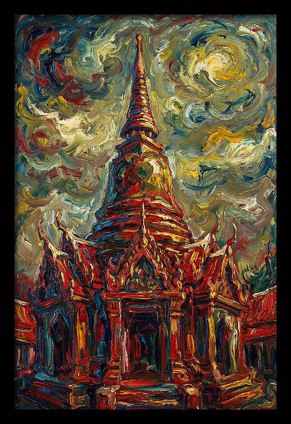 Temple Pagoda In Expressionist Style