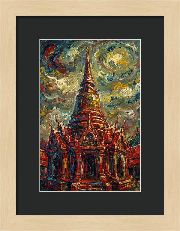 Temple Pagoda In Expressionist Style