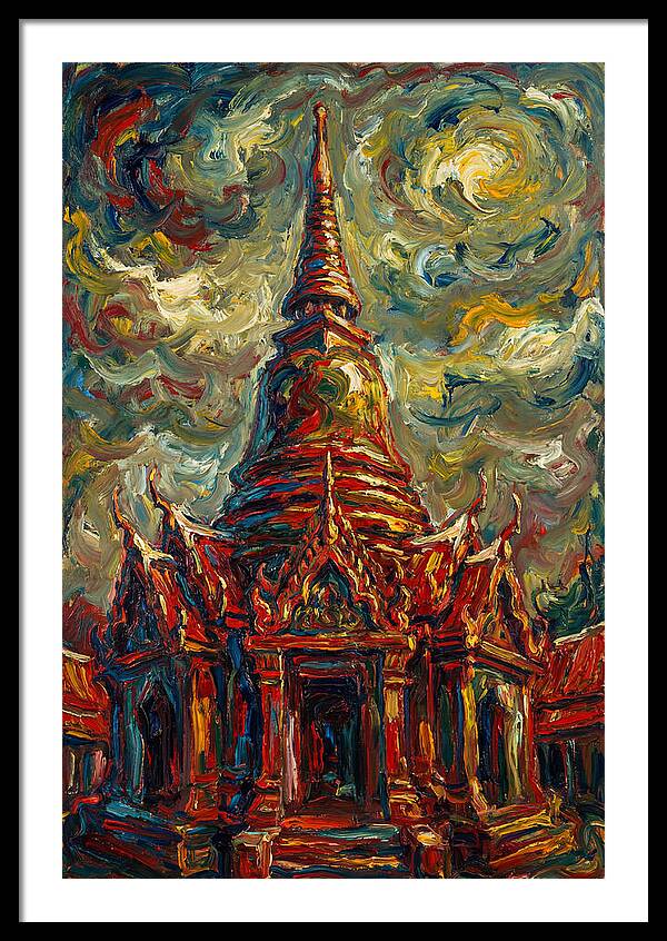 Temple Pagoda In Expressionist Style
