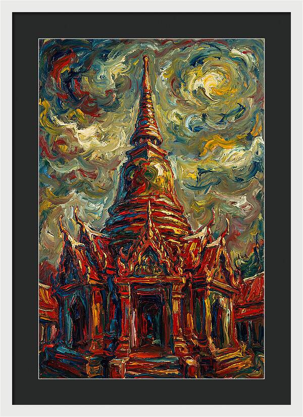 Temple Pagoda In Expressionist Style