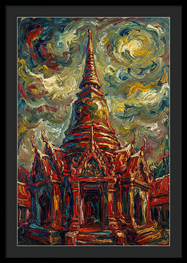 Temple Pagoda In Expressionist Style