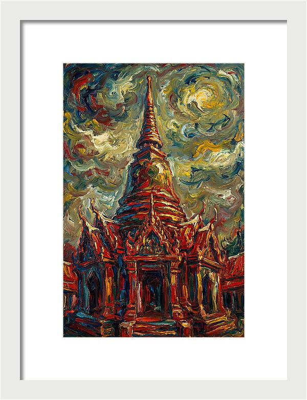 Temple Pagoda In Expressionist Style