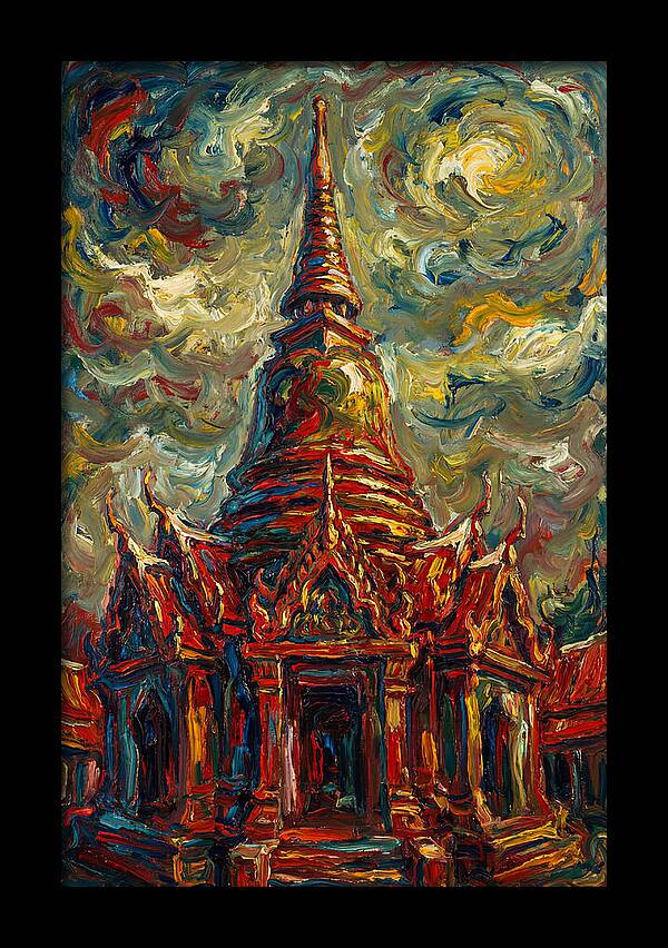 Temple Pagoda In Expressionist Style