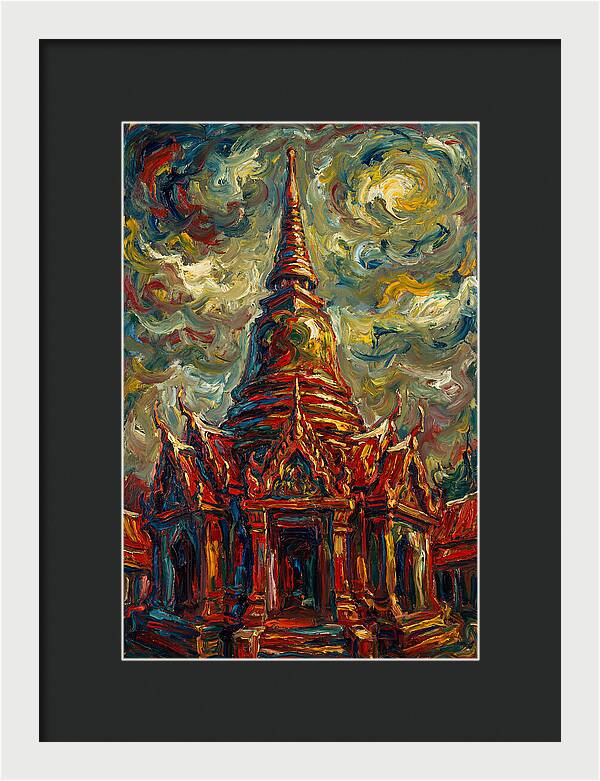 Temple Pagoda In Expressionist Style