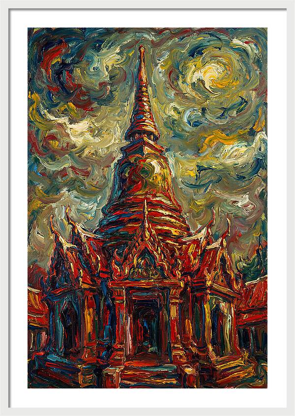 Temple Pagoda In Expressionist Style