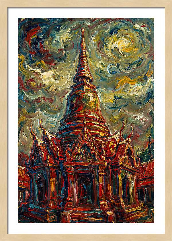 Temple Pagoda In Expressionist Style