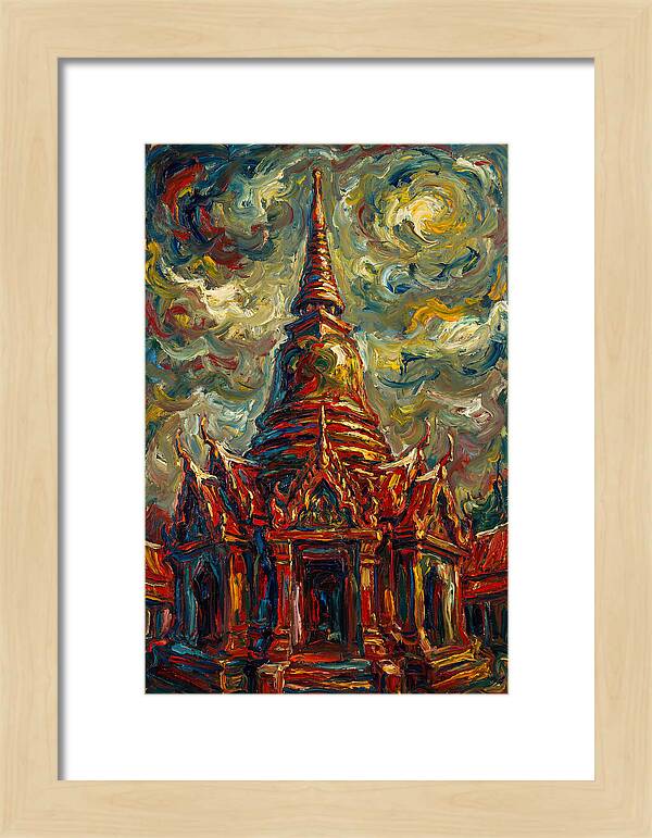 Temple Pagoda In Expressionist Style