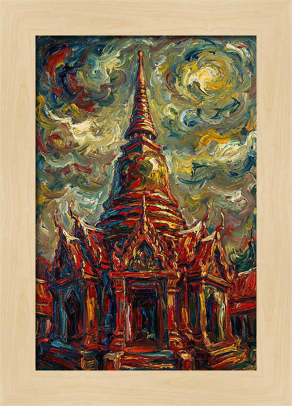 Temple Pagoda In Expressionist Style