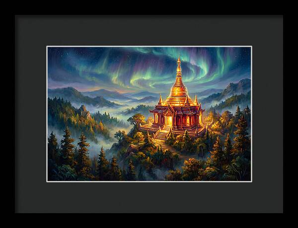 Temple Pagoda Under Aurora