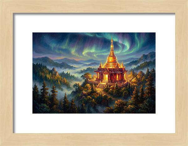 Temple Pagoda Under Aurora