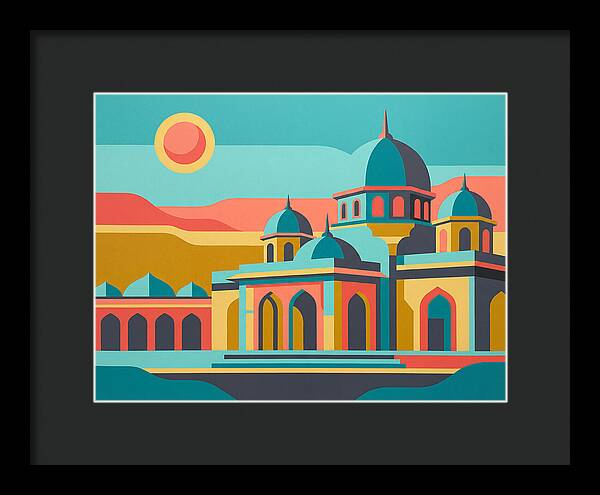 Temple Silhouettes Under Vibrant Sky