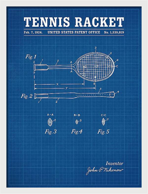 Tennis Racket Blueprint Patent Us1539019a