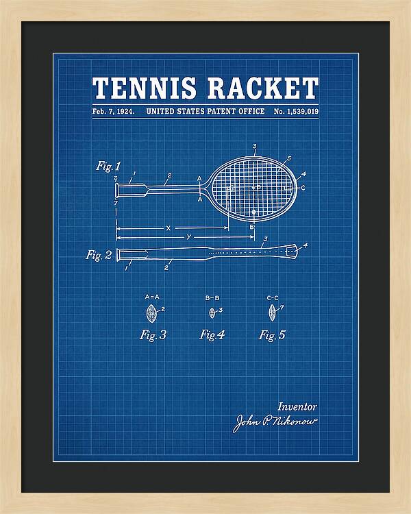 Tennis Racket Blueprint Patent Us1539019a