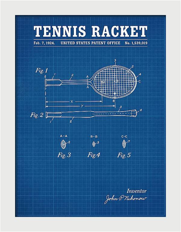 Tennis Racket Blueprint Patent Us1539019a