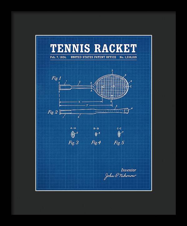 Tennis Racket Blueprint Patent Us1539019a
